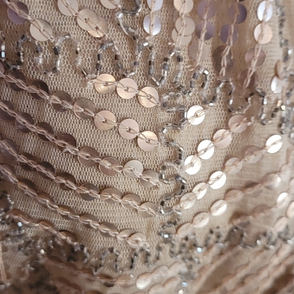 Chicos Khaki Sequin Embellished Lace Vest Cottagecore Women's Size 2 - Picture 8 of 9